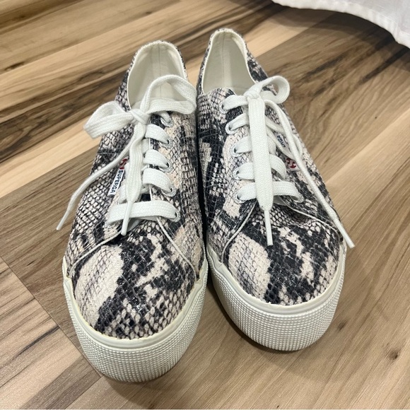 Superga Snakeskin Print Platform Sneakers - Picture 4 of 9